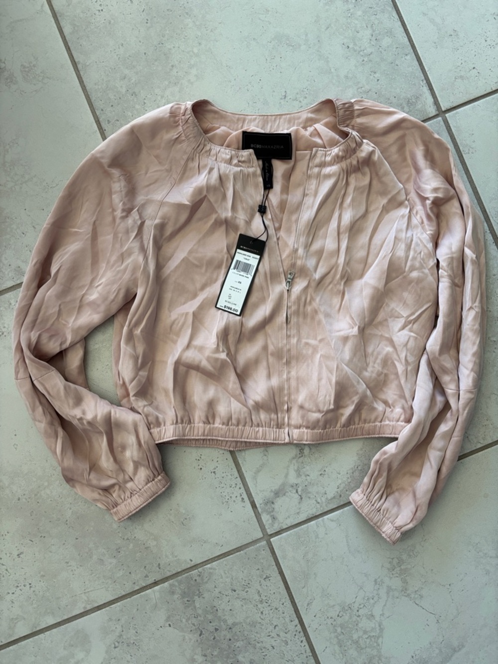 Y2K BCBGMaxAzria Dusty Blush Zip-Front Cropped Jacket